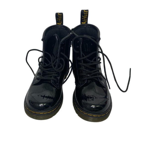 Doc Martens Toddler Size 10 1460 Patent Leather Black Lace Up Boots - Picture 1 of 6